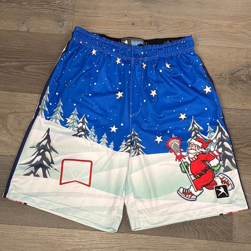 Lacrosse Unlimited  Athletic Mesh Santa “Merry Laxmas” Graphic Short, 2 Pocket-M